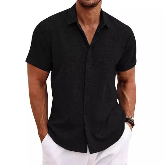 Men’s Summer Cotton-Hemp Cardigan Shirt – Lightweight, Breathable & Stylish
